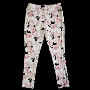 Collette Lilly White Glitter Rose Legging Pants Girls Size 14/16
